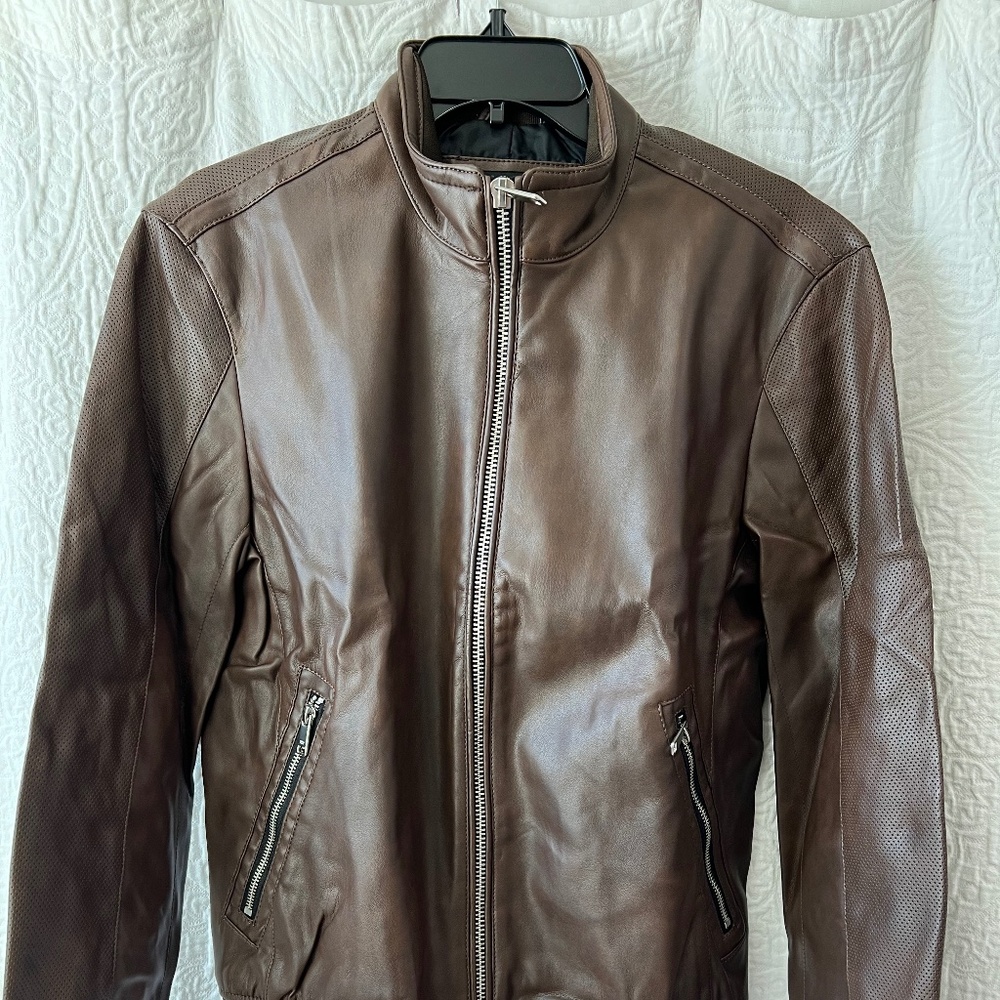 Zara Brown Leather Jacket Men’s Small